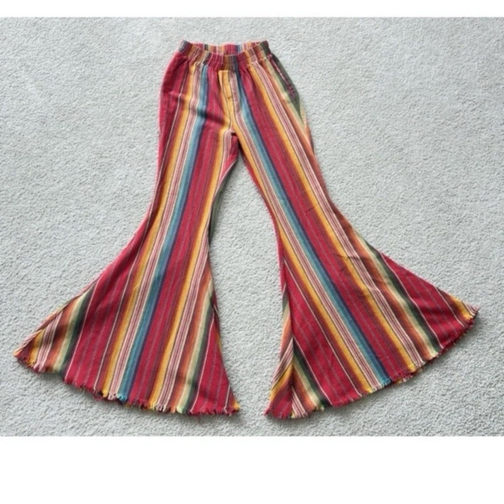 Anthropologie Ranch Western Cowgirl Baja Sarape Bell Bottom Cotton Pants S